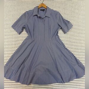 DKNY blue & white striped fit & flare shirt dress